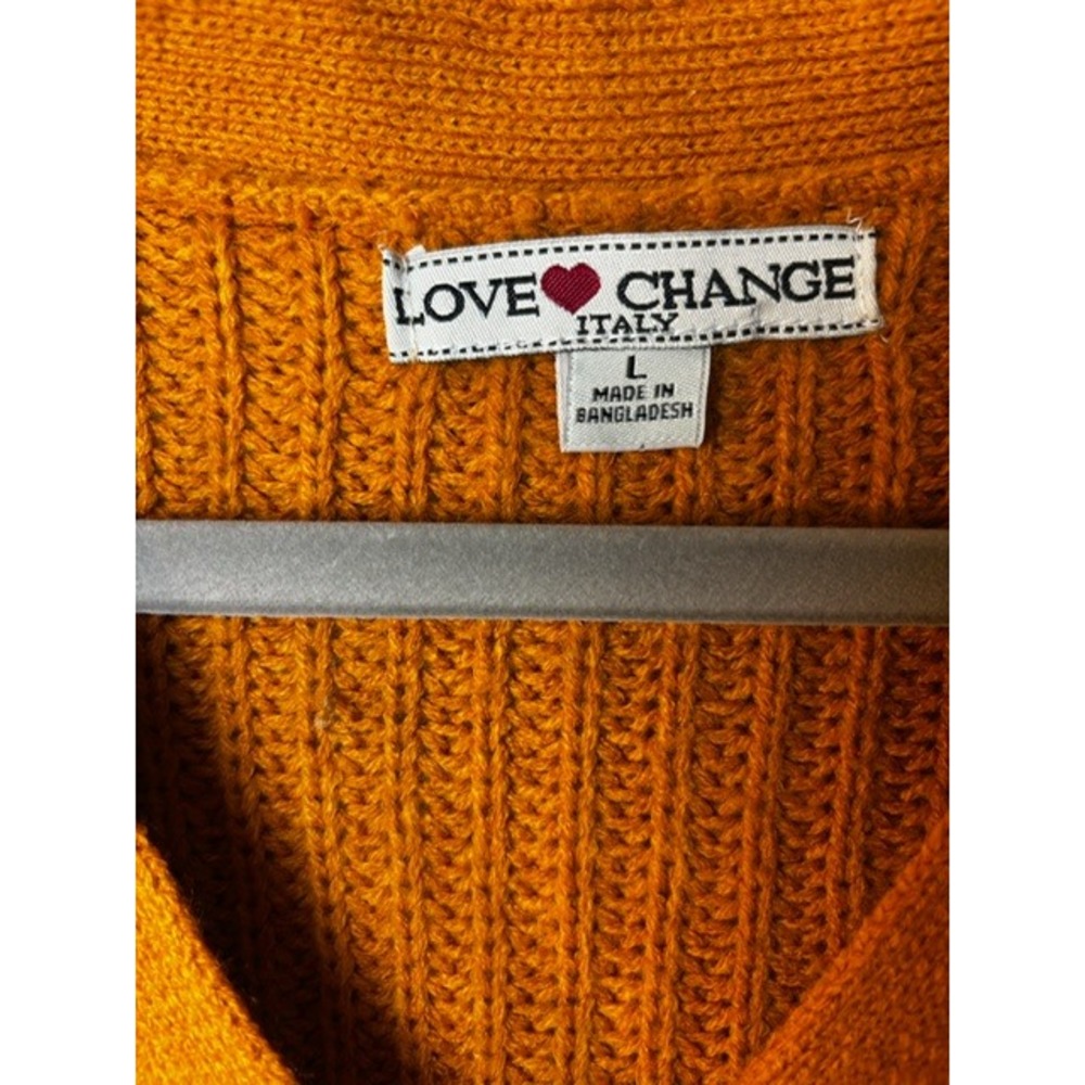 Love Change Italy‎ Cropped Ribbed Cardigan Sweater Button Front V Neck Fall - Picture 4 of 6
